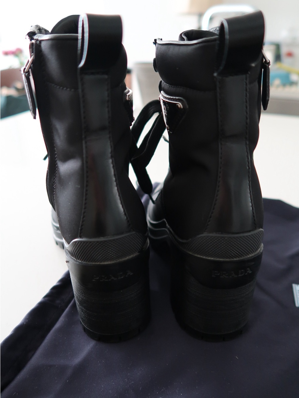 Prada Re-Nylon and Leather Combat Boot - Picture 2 of 7